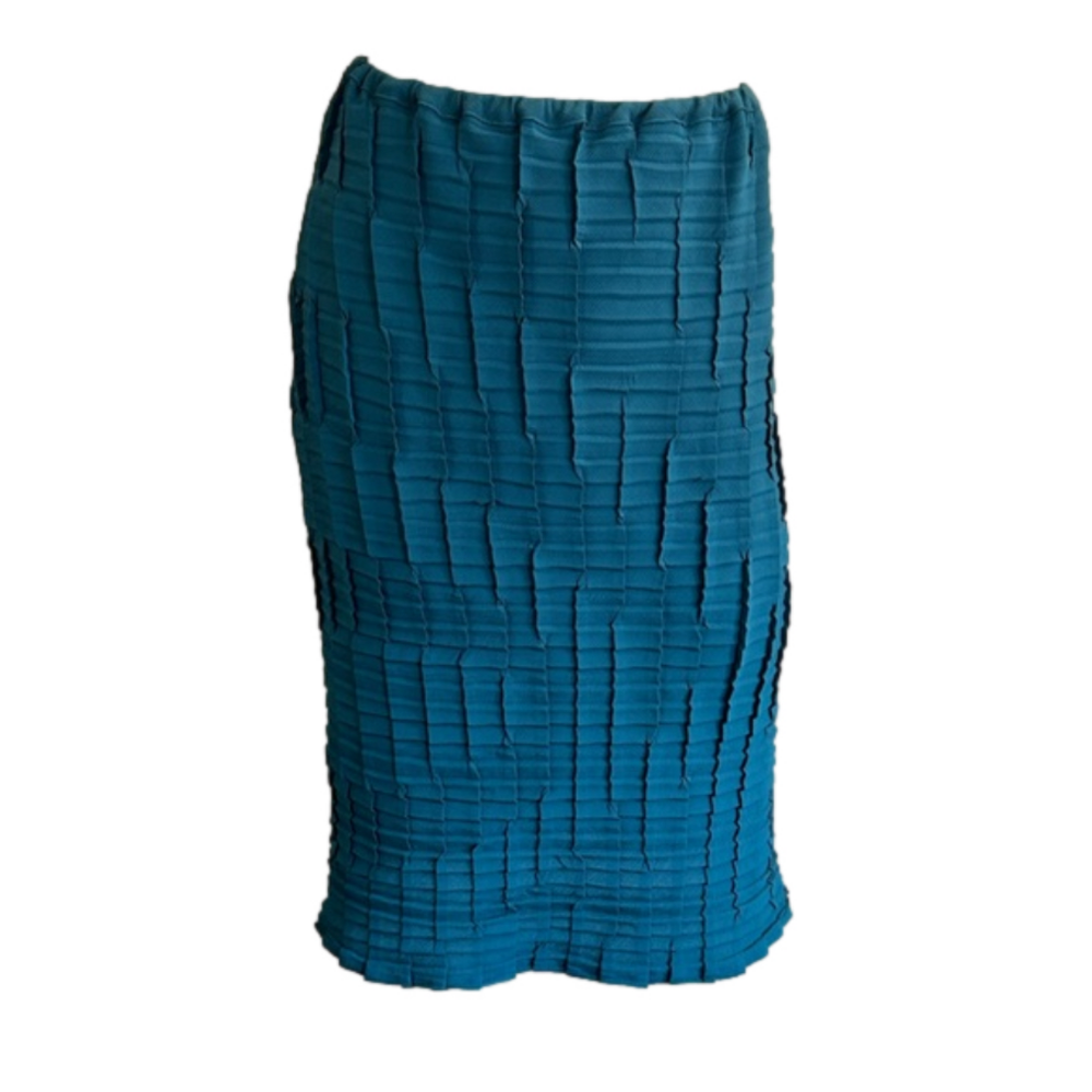 Babette San Francisco Crinkle midi pullover dark teal Skirt LARGE